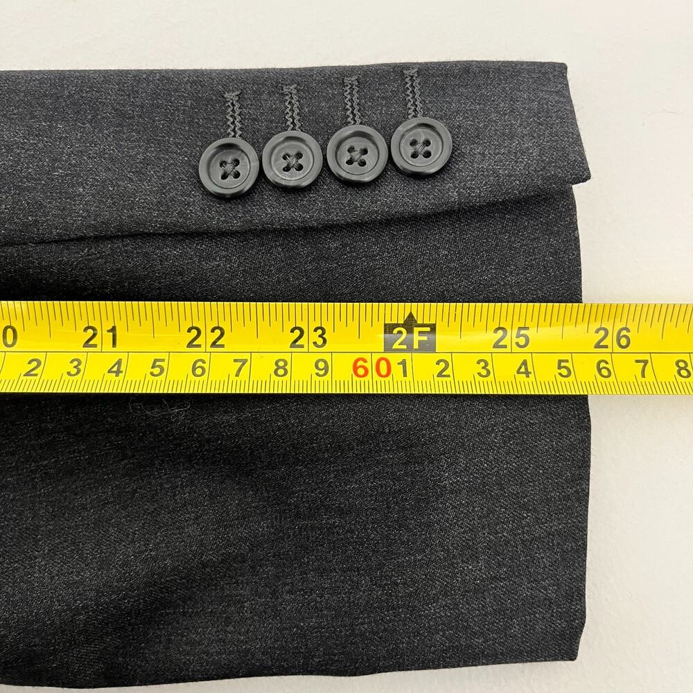Joseph & Feiss Gold Mens 44R Blazer Jacket Black Charcoal Wool Long Sleeve‎ - Picture 14 of 16